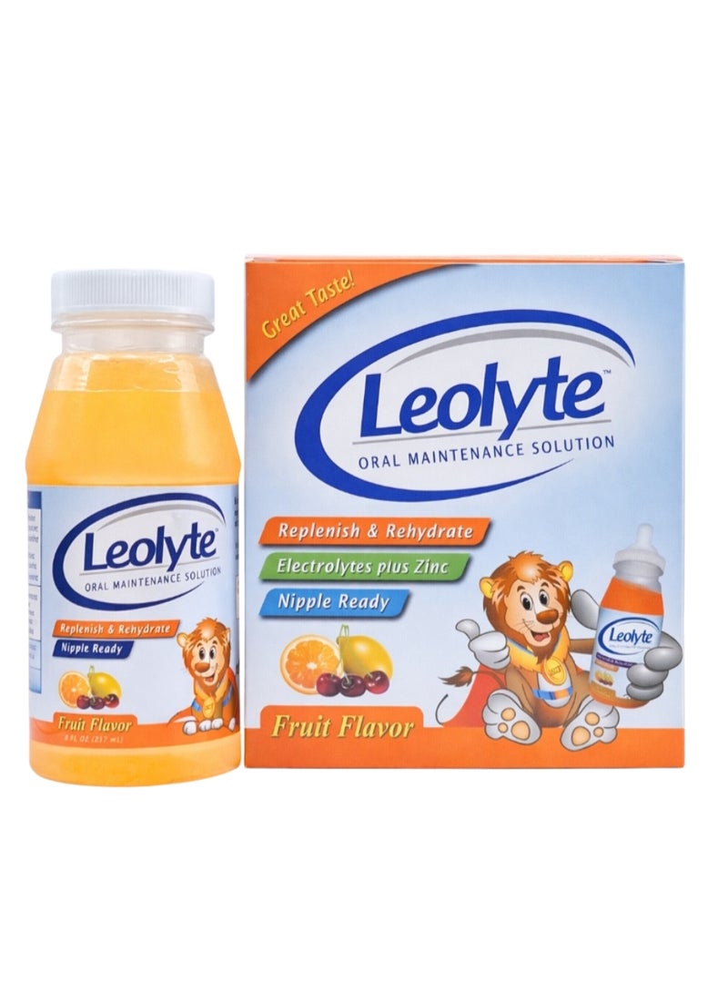 Leolyte محلول إعادة ترطيب الفم بالفواكه - إلكتروليتات لتخفيف الجفاف 237 مل، عبوة من 4 - Image 1